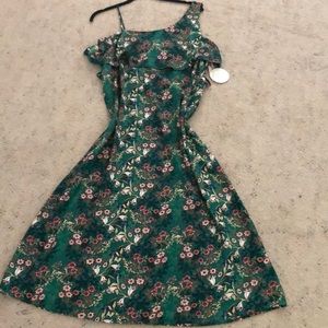 Off the shoulder green floral Maxi Dress L